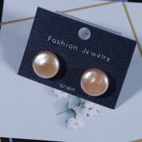 Freshwater Pearl Stud Earring, brass post pin, fashion jewelry & for woman, multi-colored, 13-14mmu300117-18mm 