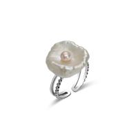 Cultured Freshwater Pearl Finger Ring, with 925 Sterling Silver, Adjustable & fashion jewelry & for woman, 15mmu30014mm 