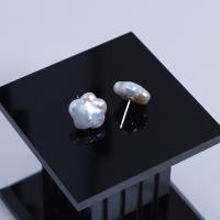 Freshwater Pearl Stud Earring, 925 sterling silver post pin, fashion jewelry & for woman, 13mm 