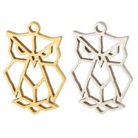 Stainless Steel Hollow Pendant, 304 Stainless Steel, Owl, Vacuum Plating, Unisex Approx 1mm 