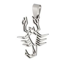 Stainless Steel Hollow Pendant, 304 Stainless Steel, Scorpion, Unisex, original color Approx 4mm 