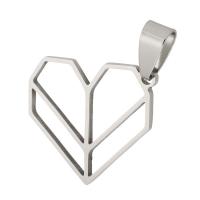 pendentifs de cœur en inox , Acier inoxydable 304, coeur, unisexe & creux, couleur originale Environ 4mm, Vendu par PC