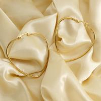 Titanium Steel Earrings, Heart, 18K gold plated, fashion jewelry & for woman, golden 