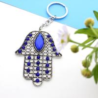 Evil Eye Key Chain, Zinc Alloy, with Lampwork, Hand, antique silver color plated, evil eye pattern & with rhinestone 