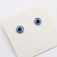 Evil Eye Earrings, Zinc Alloy, with Glass & Resin, Dome, silver color plated, Unisex & evil eye pattern 12mm 