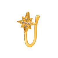 Nose Piercing Jewelry, Brass, gold color plated & fashion jewelry & micro pave cubic zirconia, golden 1mm 