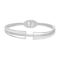 Stainless Steel Bangle, 316L Stainless Steel, Vacuum Ion Plating, fashion jewelry & with roman number & for woman & with rhinestone 10mm, Inner Approx 60mm 