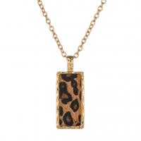 Zinc Alloy Sweater Chain Necklace, with Plush, Rectangle, gold color plated, fashion jewelry & Unisex & leopard pattern, golden cm 