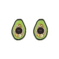 Zinc Alloy Rhinestone Stud Earring, Avocado, gold color plated, fashion jewelry & for woman & enamel & with rhinestone, green 