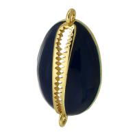 Enamel Brass Connector, real gold plated, dark blue Approx 1mm 