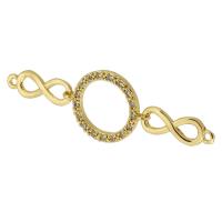 Cubic Zirconia Micro Pave Brass Connector, real gold plated, micro pave cubic zirconia, gold, 47mm Approx 1mm 