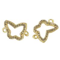 Cubic Zirconia Micro Pave Brass Connector, Butterfly, real gold plated, micro pave cubic zirconia, gold Approx 1.5mm 