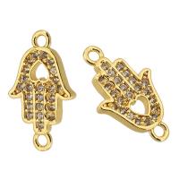 Cubic Zirconia Micro Pave Brass Connector, Hand, real gold plated, micro pave cubic zirconia, gold Approx 1mm 