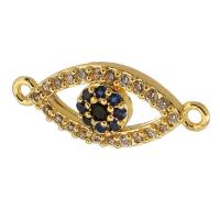 Cubic Zirconia Micro Pave Brass Connector, Eye, real gold plated, micro pave cubic zirconia, gold Approx 1mm 
