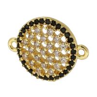 Cubic Zirconia Micro Pave Brass Connector, Flat Round, real gold plated, micro pave cubic zirconia, gold Approx 1mm 