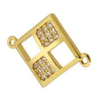 Cubic Zirconia Micro Pave Brass Connector, Rhombus, real gold plated, micro pave cubic zirconia, gold Approx 1mm 
