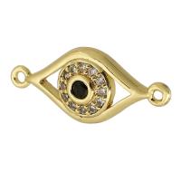 Cubic Zirconia Micro Pave Brass Connector, Eye, real gold plated, micro pave cubic zirconia, gold Approx 1mm 
