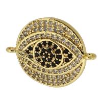 Cubic Zirconia Micro Pave Brass Connector, Flat Round, real gold plated, micro pave cubic zirconia, gold Approx 1mm 