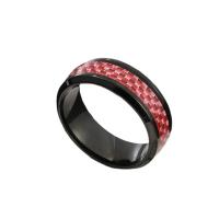 Stainless Steel Finger Ring, 304 Stainless Steel, with Carbon Fibre, Vacuum Ion Plating, Unisex US Ring 
