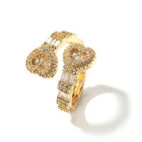 Cubic Zirconia Micro Pave Brass Finger Ring, Heart, plated, Unisex & micro pave cubic zirconia US Ring 