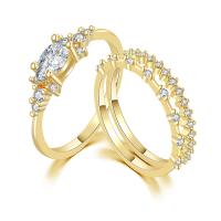 Cubic Zirconia Micro Pave Brass Finger Ring, gold color plated & micro pave cubic zirconia & for woman US Ring 