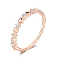 Cubic Zirconia Micro Pave Brass Finger Ring, Heart, plated & micro pave cubic zirconia & for woman US Ring 