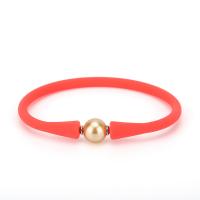 Silicone Jewelry Bracelets, with Plastic Pearl, handmade, Unisex Approx 7.28 Inch 