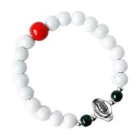 Bracelets en porcelaine, avec Perle en alliage de zinc, pour femme, blanc Environ 14-20 cm, Vendu par PC