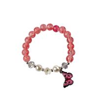 Zinc Alloy Crystal Bracelets, with Crystal & Plastic Pearl, plated, elastic & for woman & enamel Approx 14-20 cm 