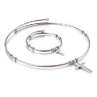 Fashion Stainless Steel Jewelry Sets, Titanium Steel, collar & bangle, 2 pieces & fashion jewelry & for woman Inner Approx 125x3 