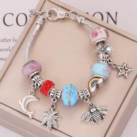 Zinc Alloy European Bracelets, with Lampwork, with 1.57inch extender chain, fashion jewelry & for woman Approx 7.48 Inch 