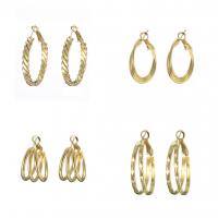 Boucle d'oreille de mode fer pincée Hoop, Placage de couleur d'or, bijoux de mode & styles différents pour le choix & pour femme, doré, Vendu par paire