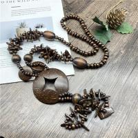 Деревянные ожерелья, деревянный, ювелирные изделия моды & Мужская & разные стили для выбора, коричневый, длина:Приблизительно 33.46 дюймовый, продается PC