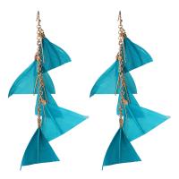 Fashion Feather Earring , Zinc Alloy, with Feather, fashion jewelry & for woman 116mm 
