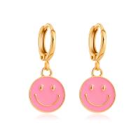 Huggie Hoop Drop Earring, Zinc Alloy, Smiling Face, gold color plated, fashion jewelry & for woman & enamel 