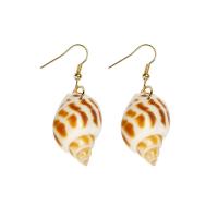 Seashell Earrings, Zinc Alloy, with Trumpet Shell, gold color plated, fashion jewelry & for woman 
