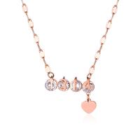 Cúbicos circón Collar de latón Micro pavimenta, metal, chapado en color rosa dorada, Joyería & micro arcilla de zirconia cúbica & para mujer, color de rosa dorada, longitud:49.5 cm, Vendido por UD