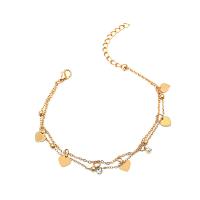Zinc Alloy Anklet, with 5cm extender chain, gold color plated, Double Layer & fashion jewelry & for woman & with rhinestone, golden cm 