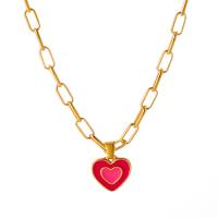 Enamel Zinc Alloy Necklace, with 5cm extender chain, Heart, gold color plated, fashion jewelry & for woman .5 cm 