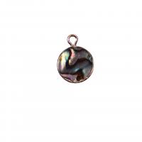 Abalone Shell Pendants, with Brass, Round, plated, DIY, 12mm 
