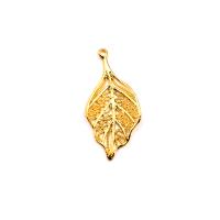 Brass Leaf Pendants, 18K gold plated, DIY & hollow, golden 