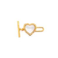 Brass Toggle Clasp, Heart, 18K gold plated, DIY, golden 