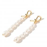 Boucles d'oreilles d'eau douce de Perle , laiton, avec perle d'eau douce cultivée, bijoux de mode & pour femme Vendu par paire