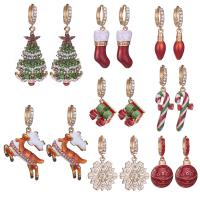Christmas Earrings, Zinc Alloy, Christmas Design & for woman & enamel & with rhinestone 4.9cmu30014.2cmu30013.4cmu30014.6cmu30013.2cmu30013.7cmu30014.2cmu30013.5cm 