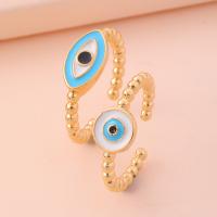 Evil Eye Jewelry Finger Ring, Brass, gold color plated, Adjustable & fashion jewelry & for woman & enamel Inner Approx 18mm 