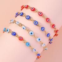 Evil Eye Jewelry Bracelet, Brass, with 5cm extender chain, gold color plated, for woman & enamel Approx 18 cm 