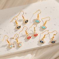 Evil Eye Earrings, Brass, with Cubic Zirconia, gold color plated, fashion jewelry & for woman & enamel Approx 