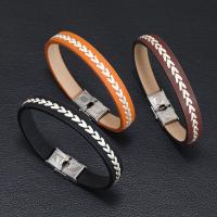 cuir PU bracelet, avec Acier inoxydable 304, bijoux de mode & pour homme, plus de couleurs à choisir Environ 21-22 cm, Vendu par PC