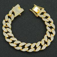 Zinc Alloy Rhinestone Bracelets, fashion jewelry & for man & with rhinestone Approx 8 Inch 