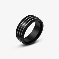 Titanium Steel Finger Ring, fashion jewelry & Unisex black, 8mm 